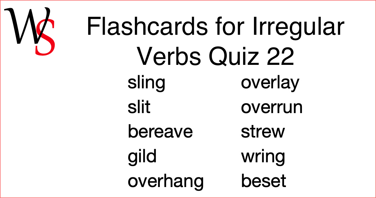 Irregular Verb Flashcards 22 | Writing Support