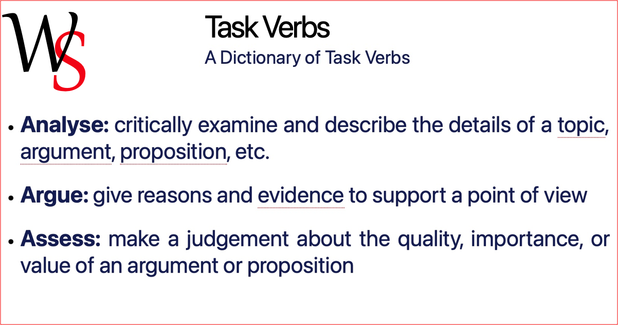 Task Verbs Task Descriptions Writing Support